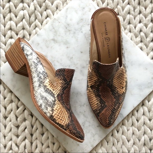 chinese laundry snakeskin mules